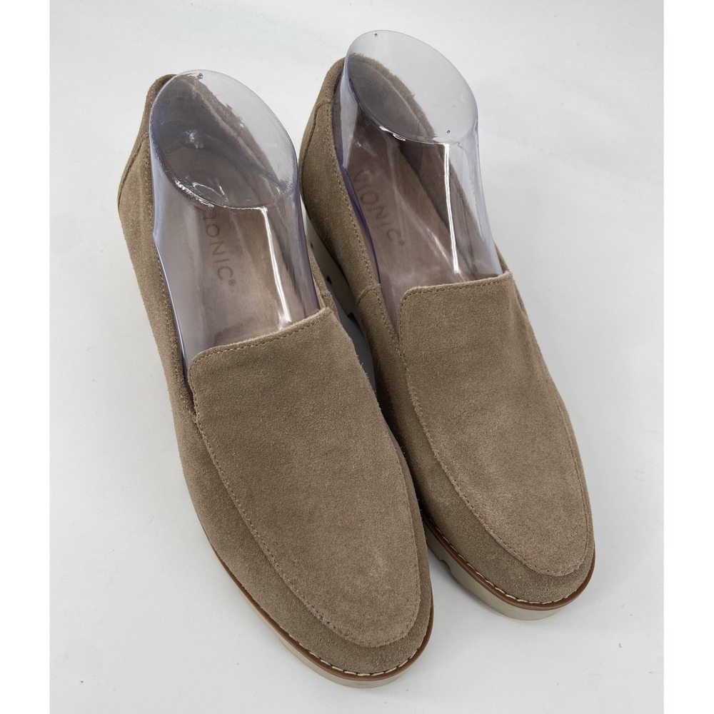 Vionic Shoes Womens 8 Tan Kensley Loafer Suede Slip On Comfort Lug Sole Casual